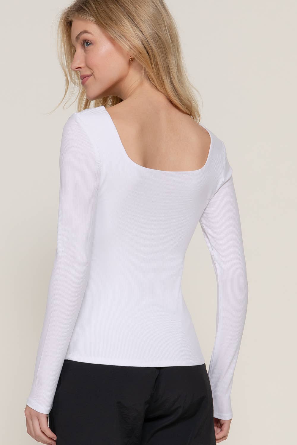 Harper Square Neck Double Layer Rib Top – glory james