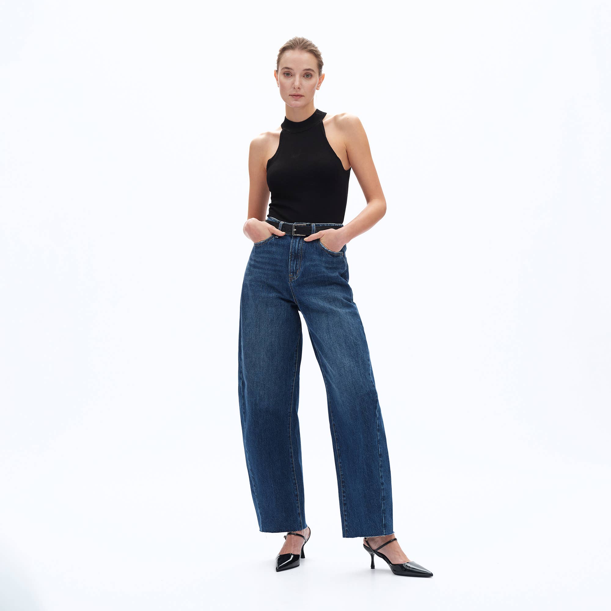 Sage Super High Rise Barrel Denim