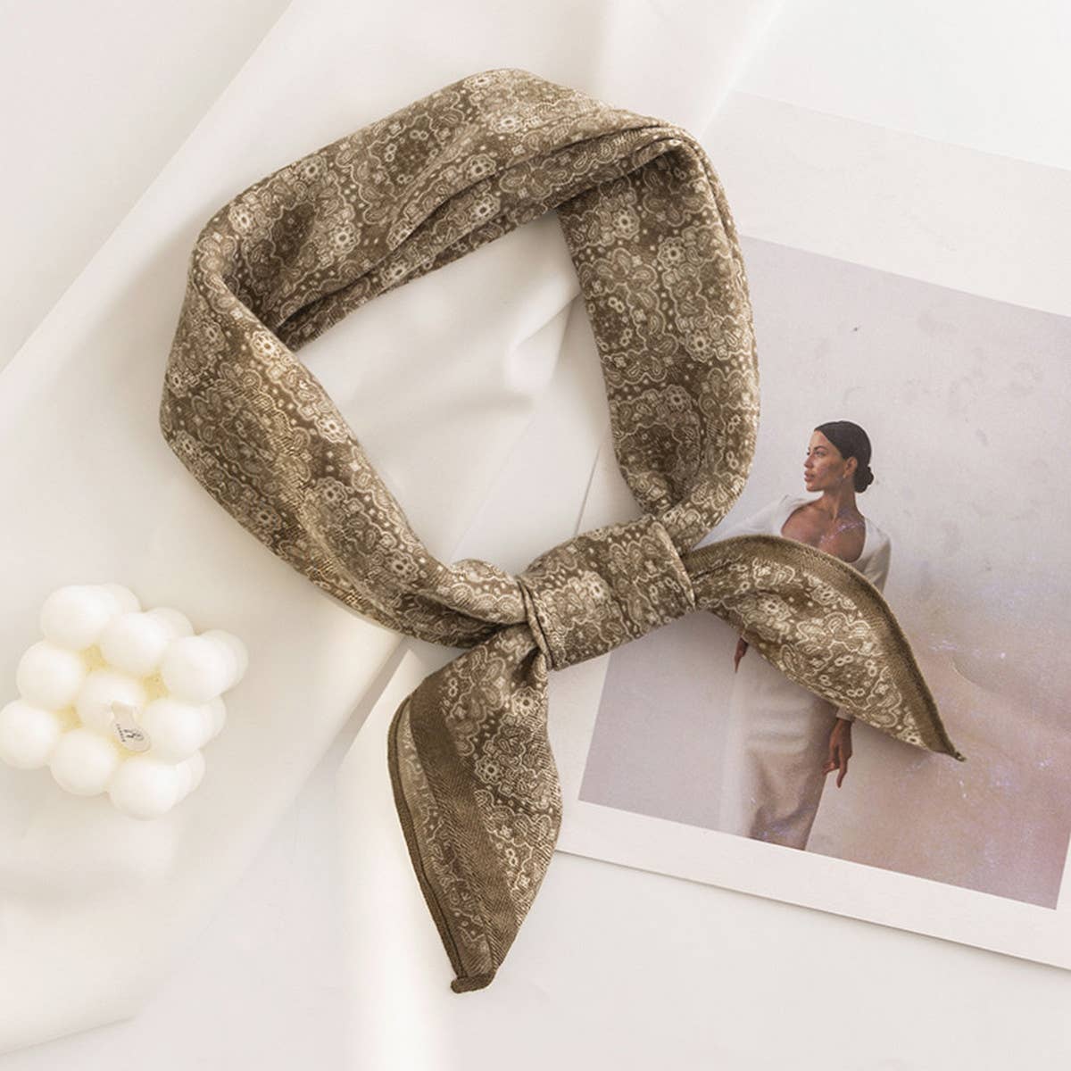 Vintage Print Twill Square Scarf