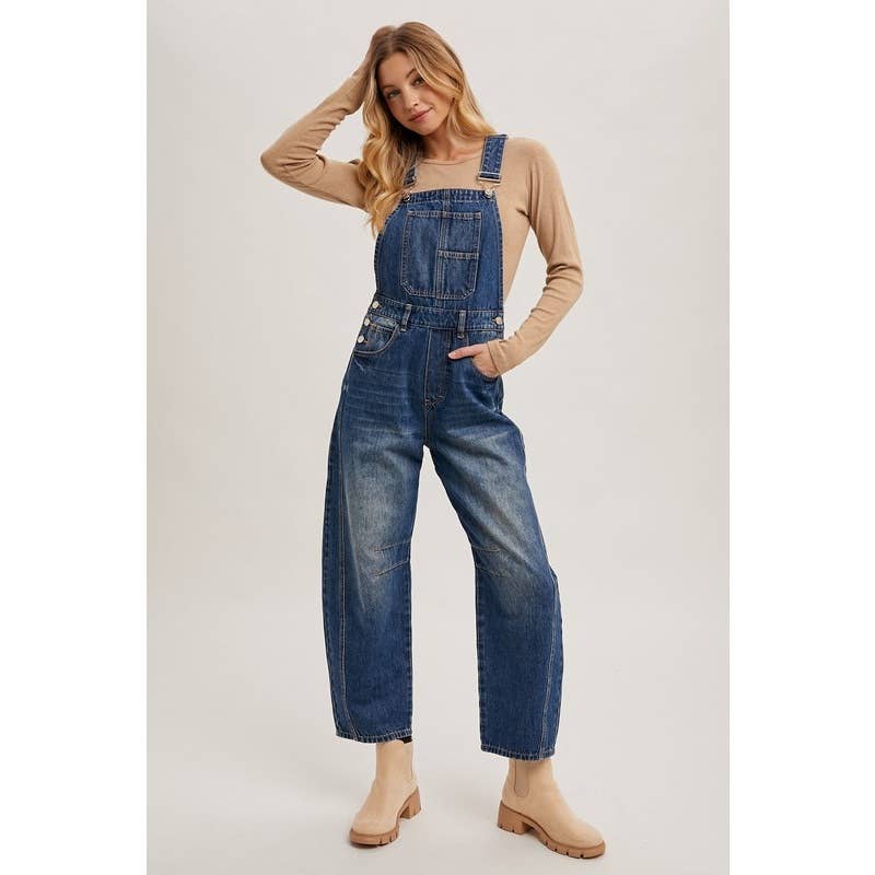 Kyle Denim Barrel Overalls FINAL SALE