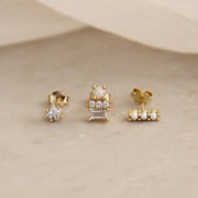 Pearl CZ Diamond Stud Earring Set