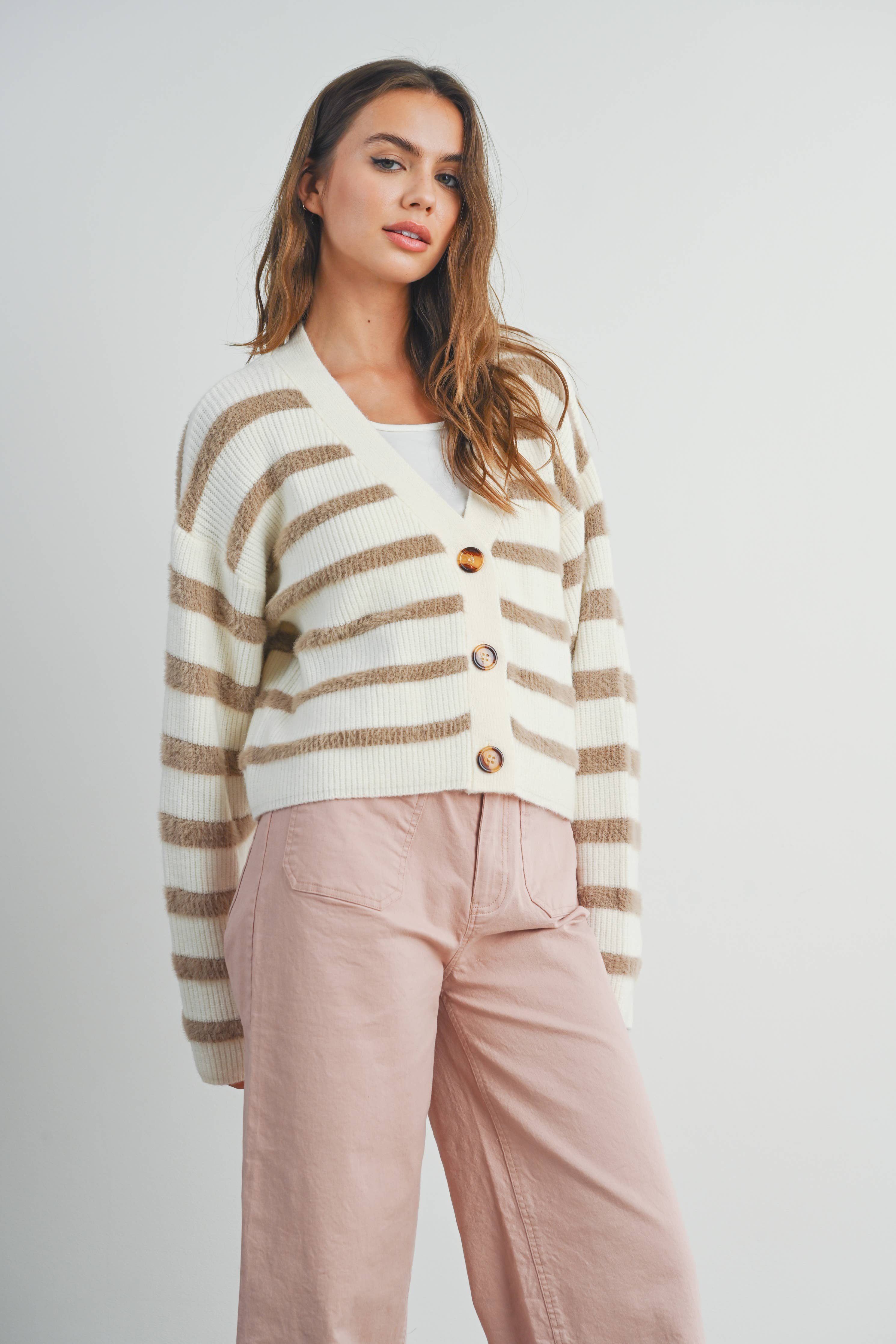 Hill Striped Button Front Cardigan FINAL SALE