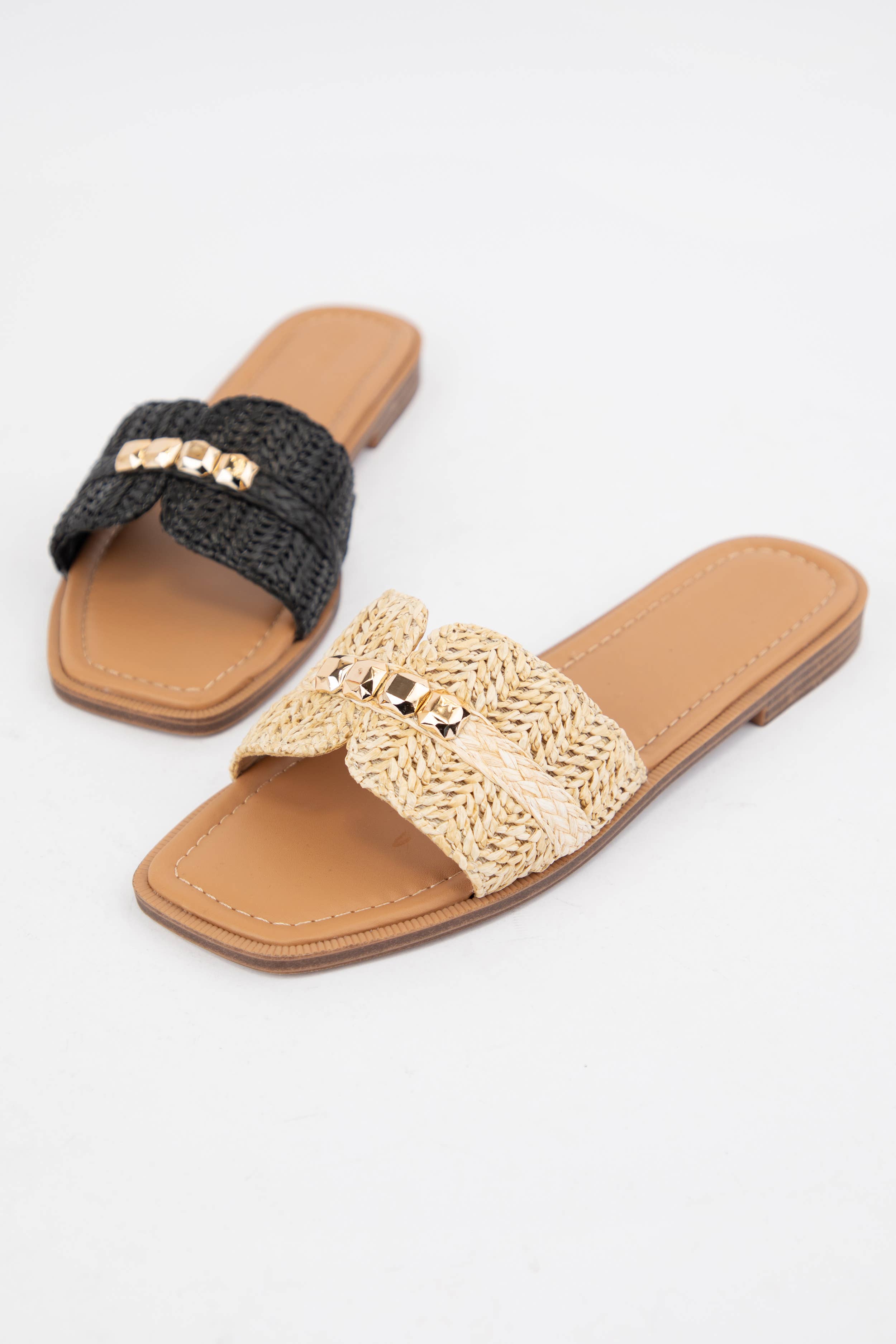 Braylo Embellished Raffia Sandals FINAL SALE