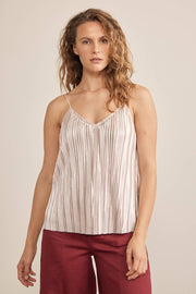 Tori Pleated Metallic V-neck Cami | FINAL SALE