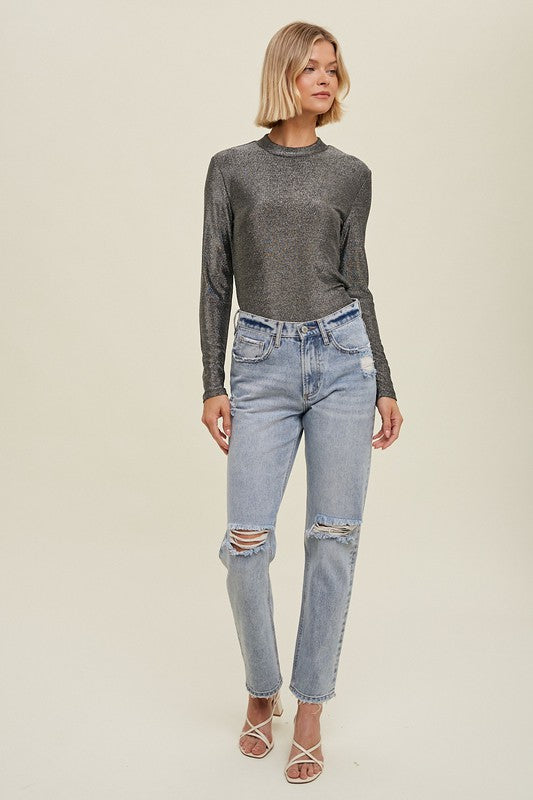 Beth Lurex Mock Neck Top | FINAL SALE