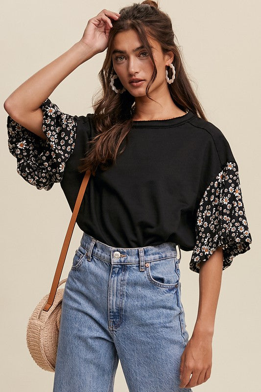 Vivi Contrast Sleeve Top | FINAL SALE