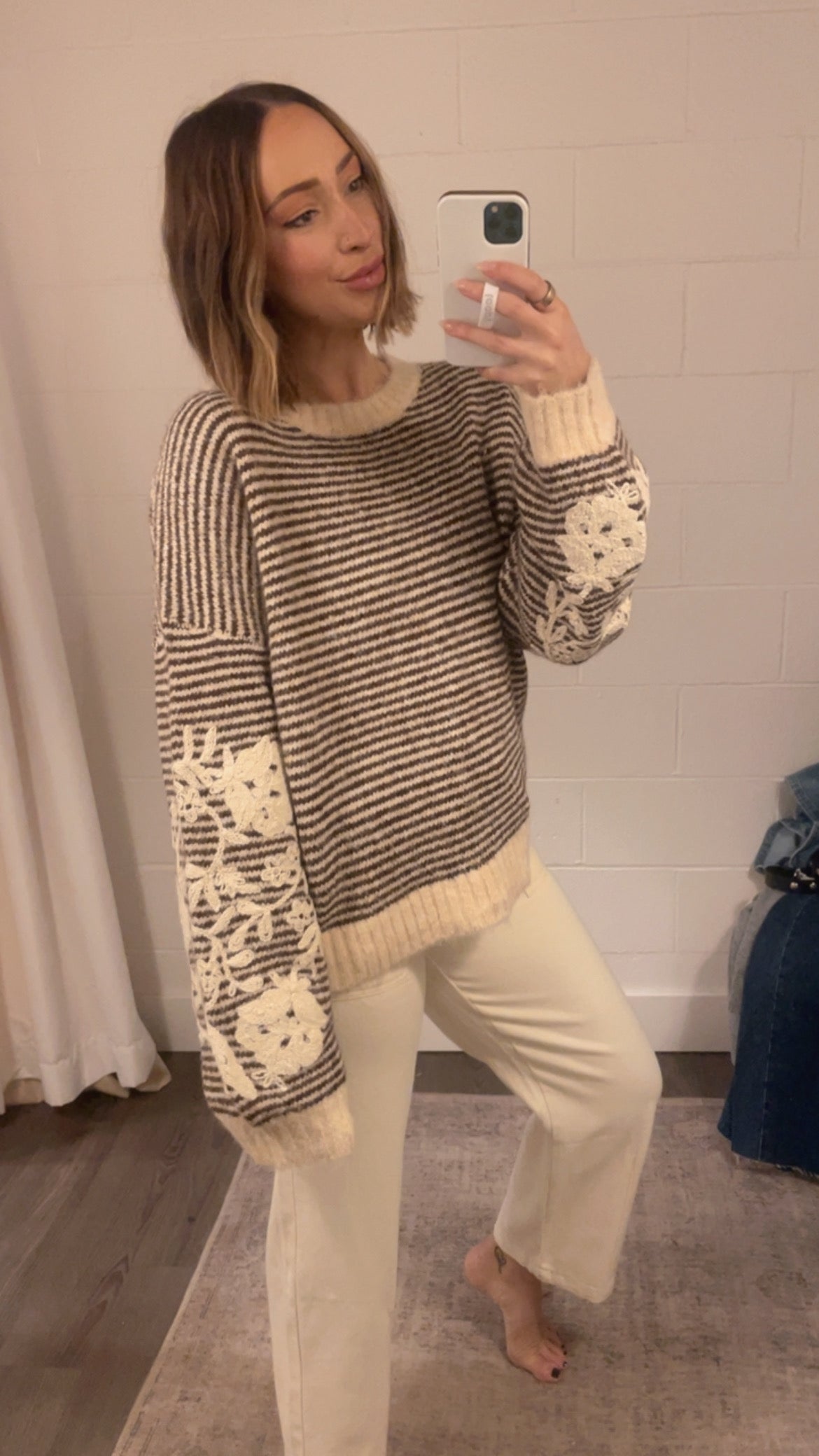Connie Embroidered Sleeve Sweater