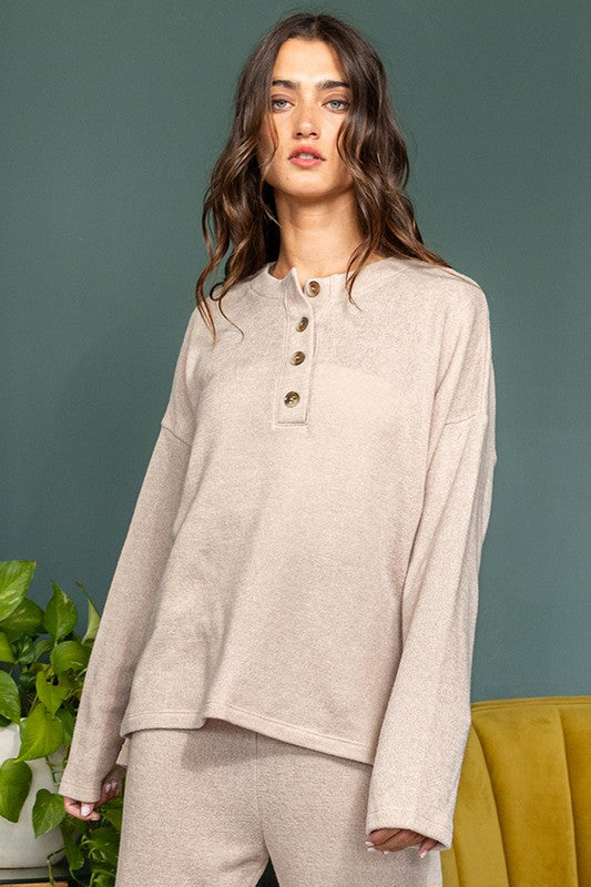 Nina Brushed Knit Henley | FINAL SALE