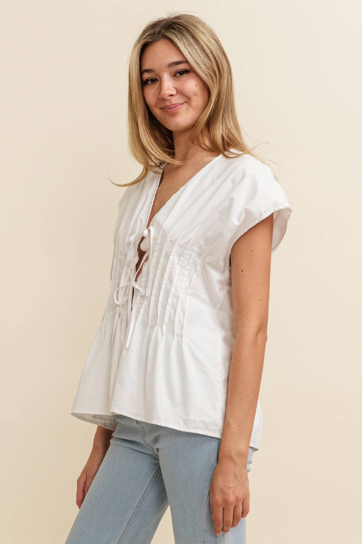 Pleated Tie Front Top FINAL SALE
