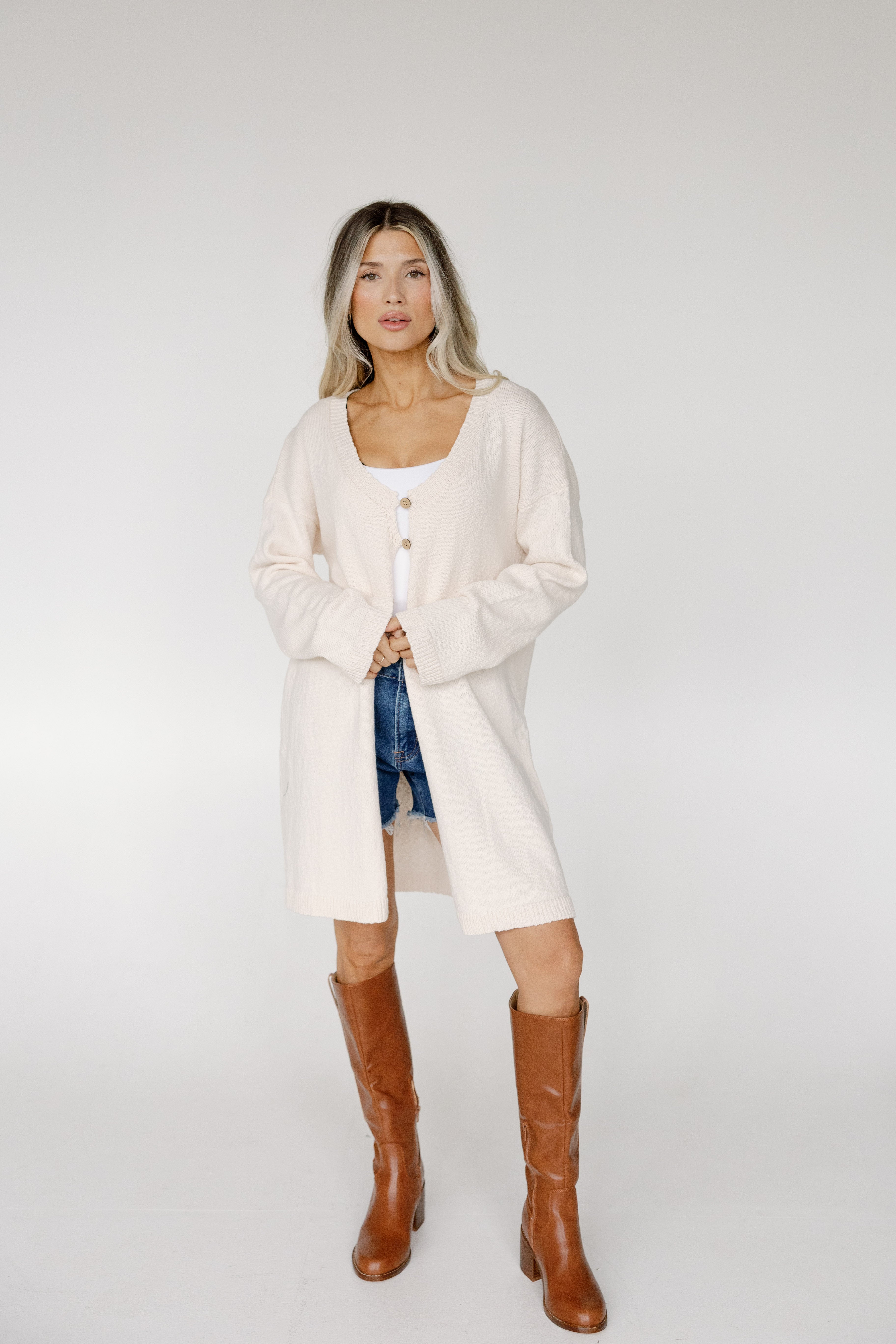 Keya Front Button Midi Cardigan