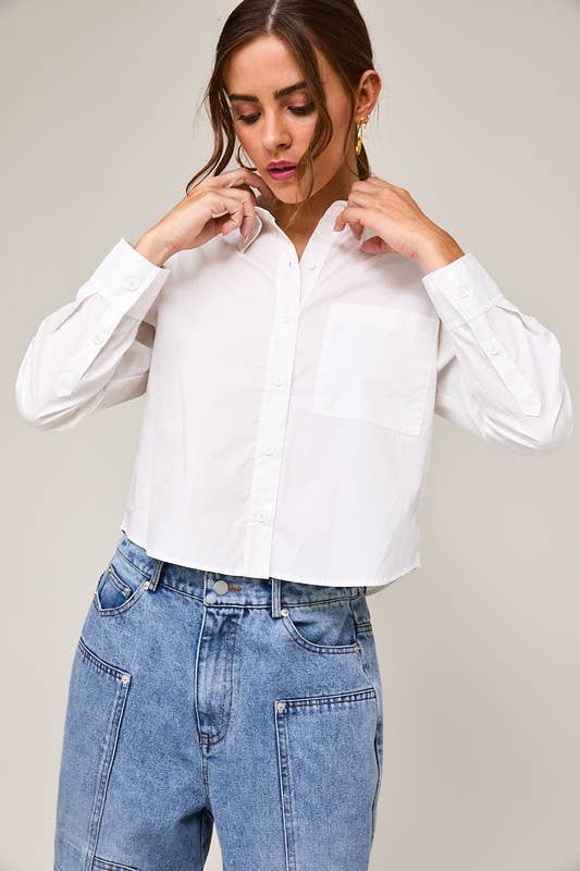 Kit Long Sleeve Cropped Button Down FINAL SALE