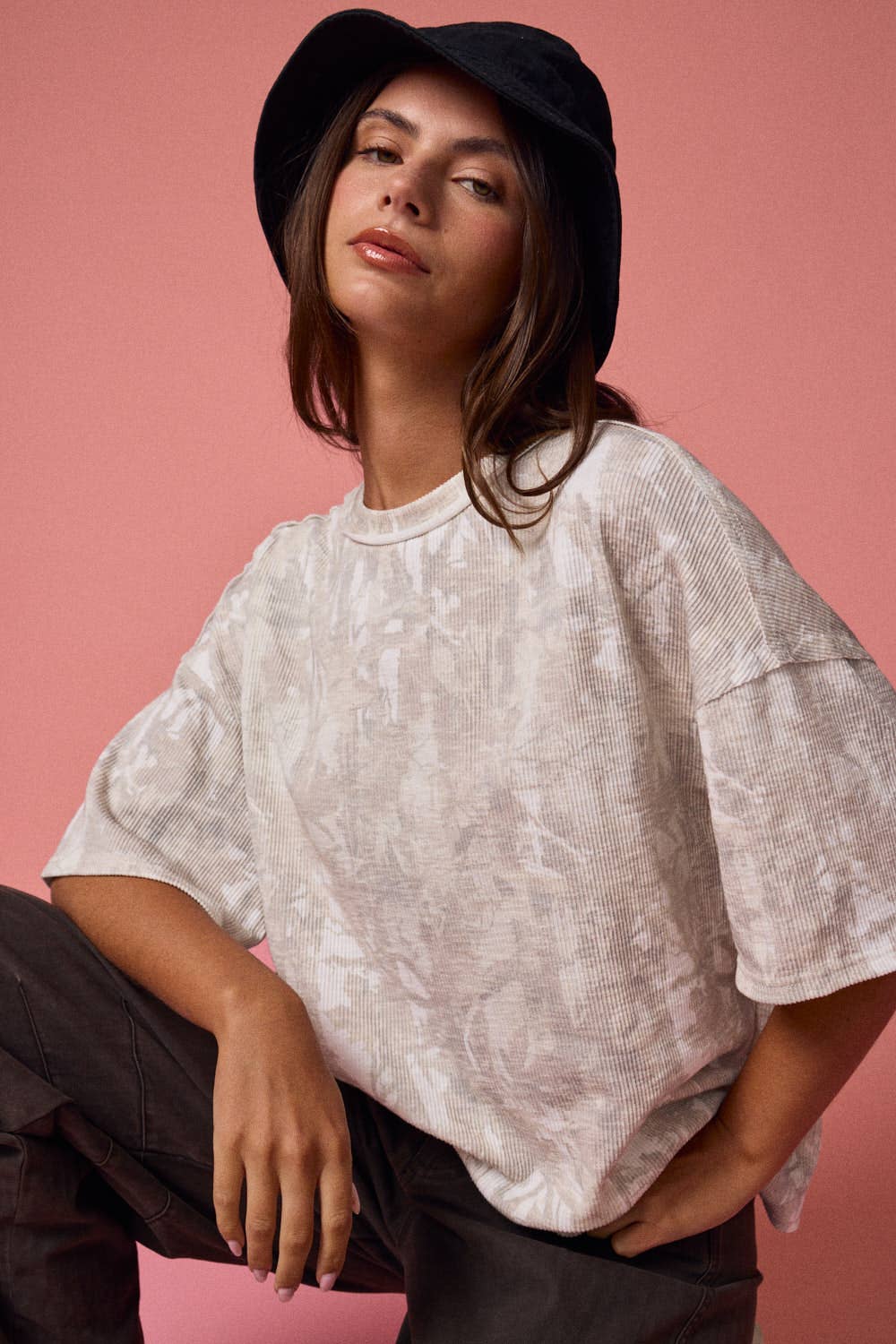 Natalie Ribbed Camo Tee