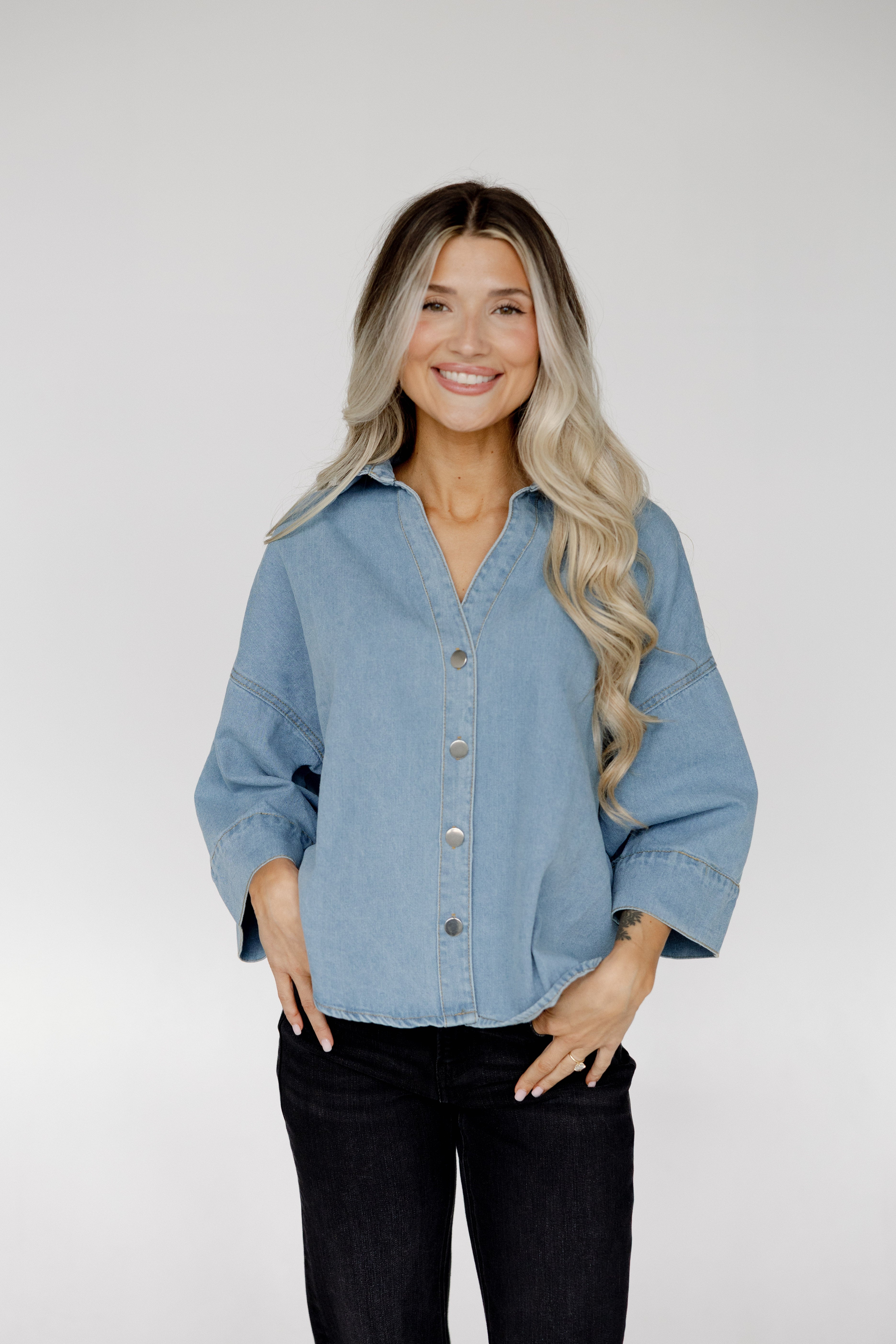 Bree Wide Sleeve Denim Top