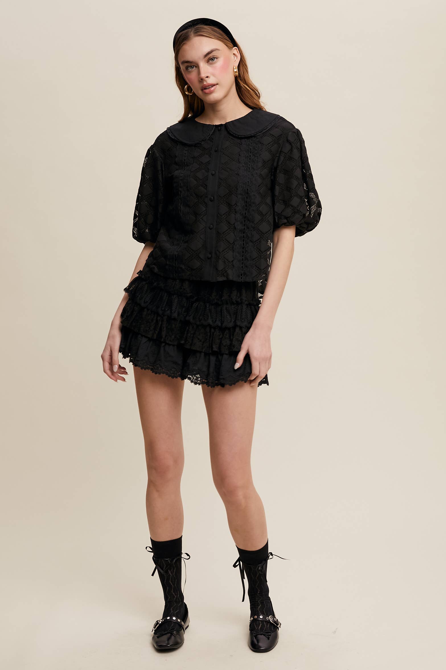 Susie Lace Ruffle Tiered Shorts