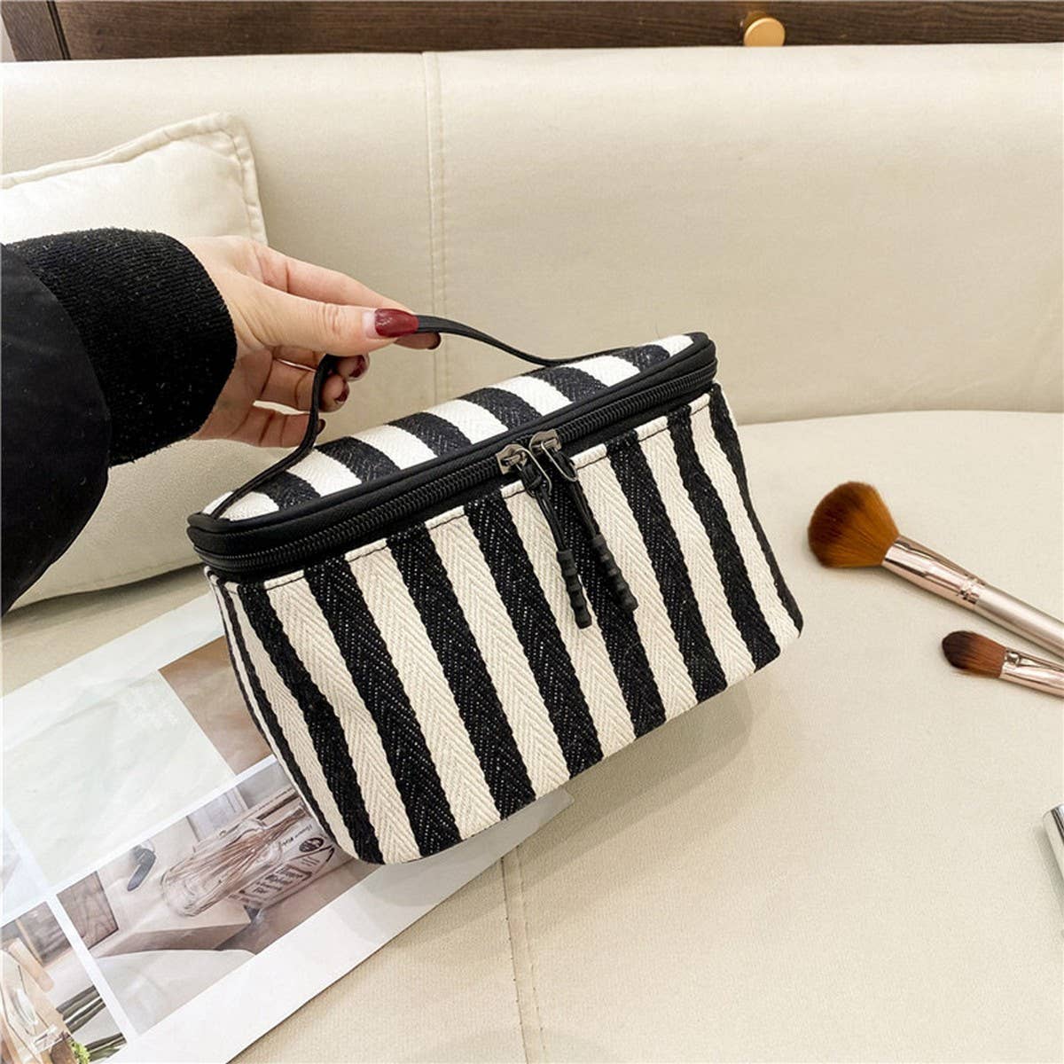 Striped Cosmetic Bag