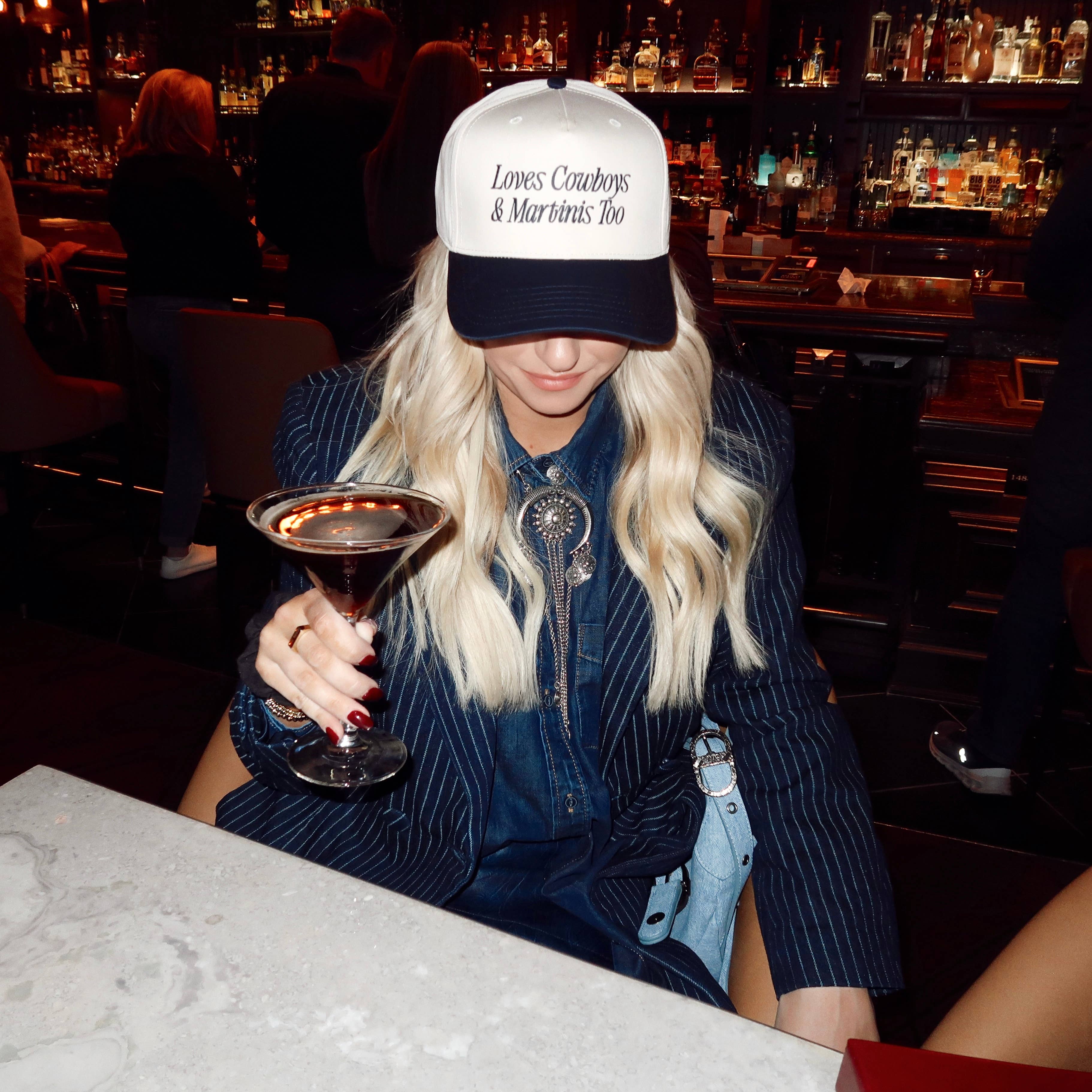 Loves Cowboys & Martinis Too Embroidered Hat