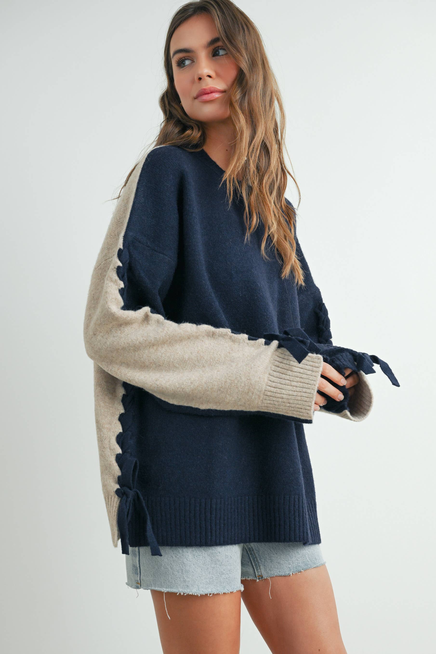Cate Tie Sleeve Pullover Sweater FINAL SALE