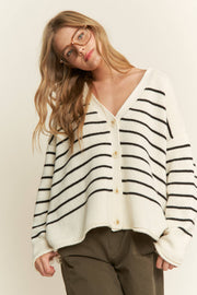 Emma Button Front Striped Cardigan