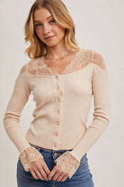 Kallie Lace Trimmed Knit Top