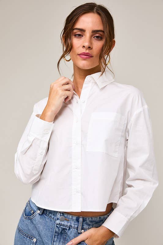 Kit Long Sleeve Cropped Button Down FINAL SALE