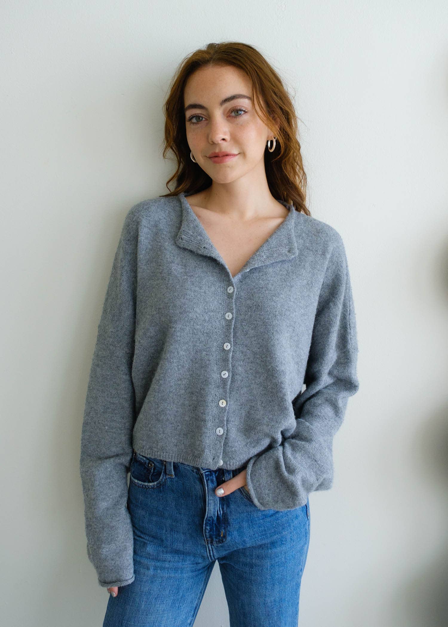 Heather Grey Piper Cardigan