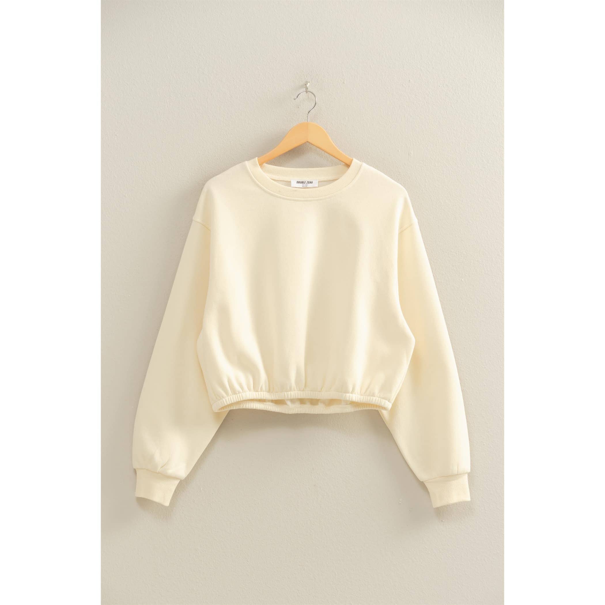 Elastic Hem Cropped Sweatshirt