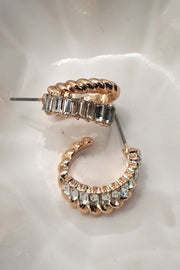 Rhinestone Intwined Huggie Hoops