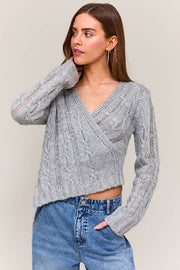 Ria Surplice Cable Knit Top