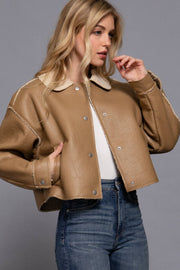 Carmen Faux Leather Inner Fur Jacket