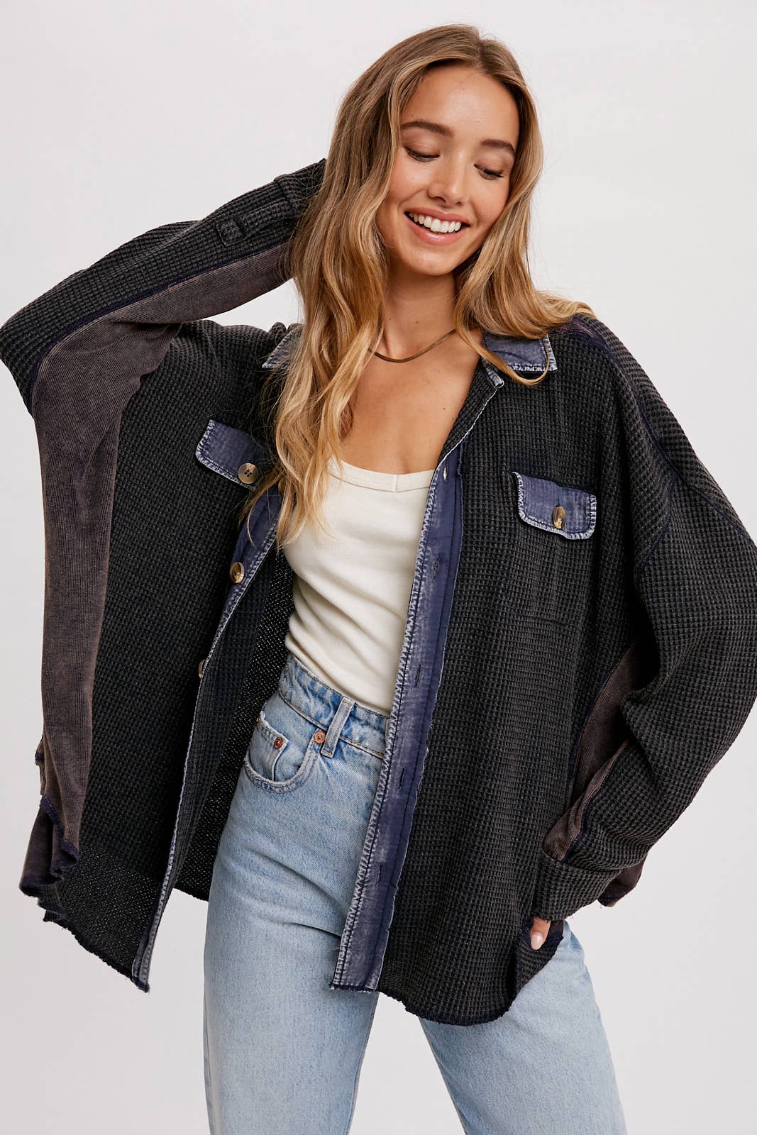 Keaton Slouchy Waffle Knit Jacket | FINAL SALE