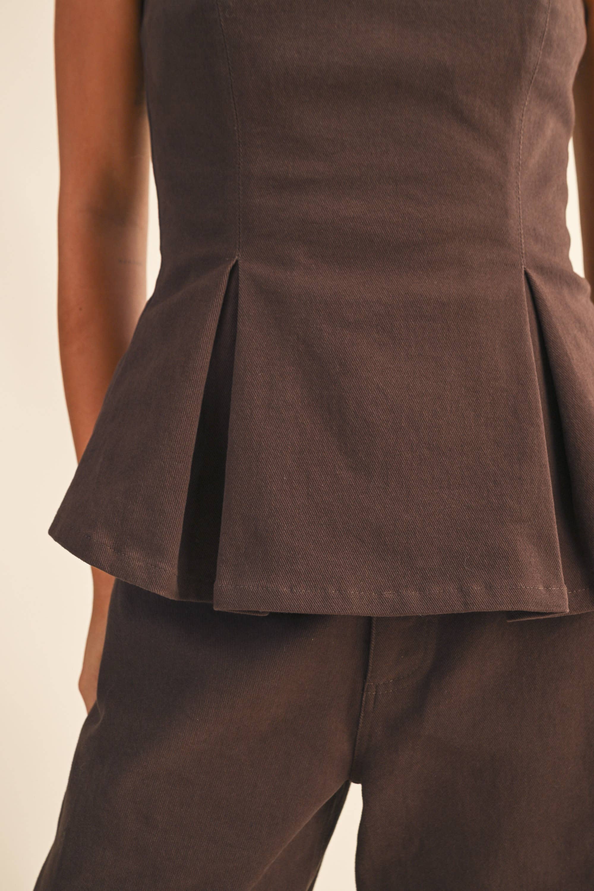 Emma Strapless Pleated Peplum Top