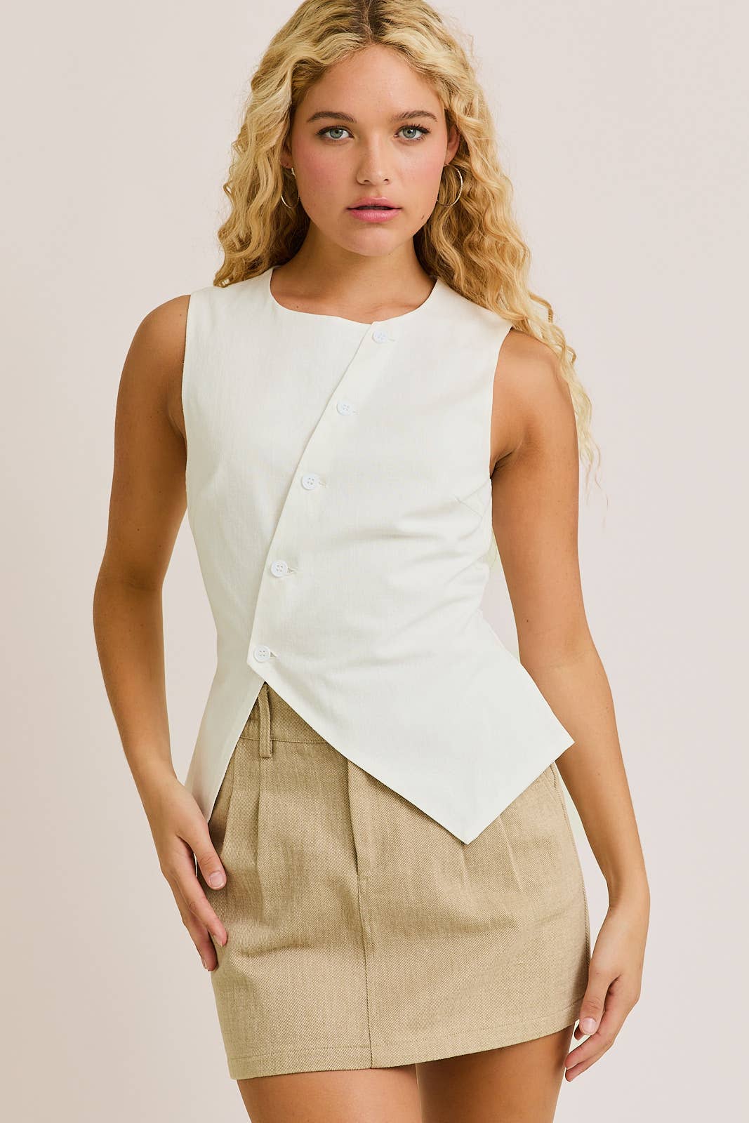 Candi Asymmetrical Button Front Vest FINAL SALE