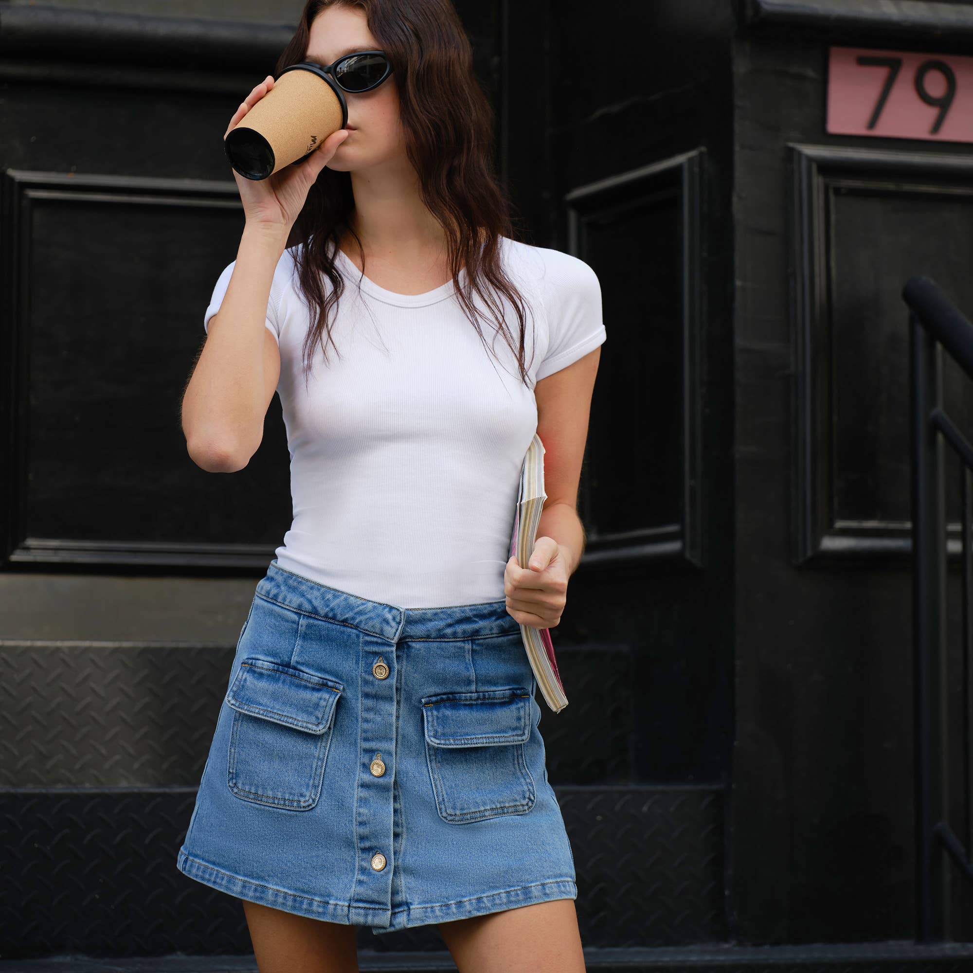 Hailey Button Front Denim Skort FINAL SALE