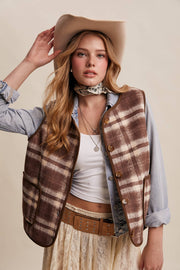 Reversible Plaid Sherpa Vest FINAL SALE