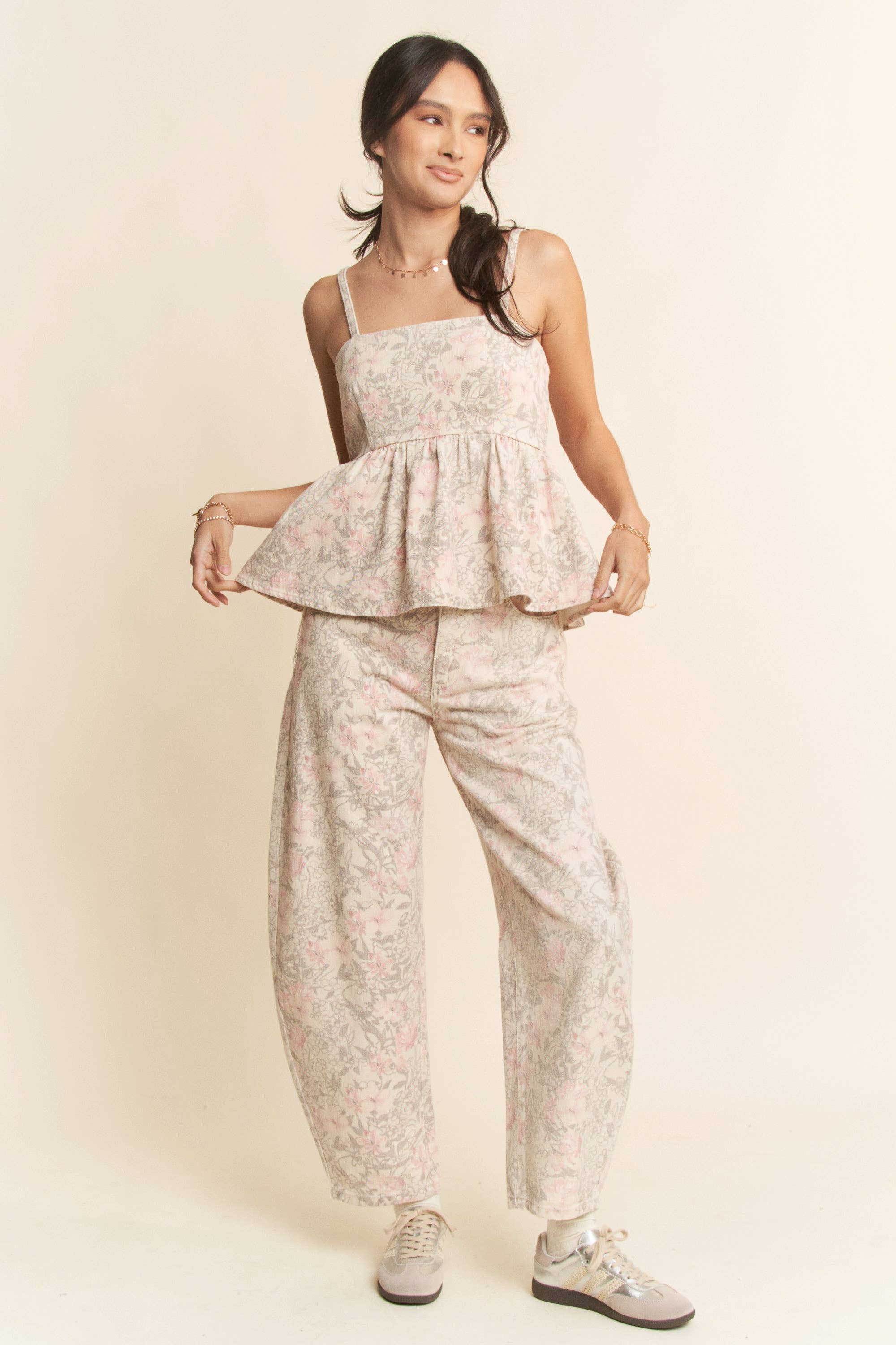 Belle Floral Peplum Tank FINAL SALE