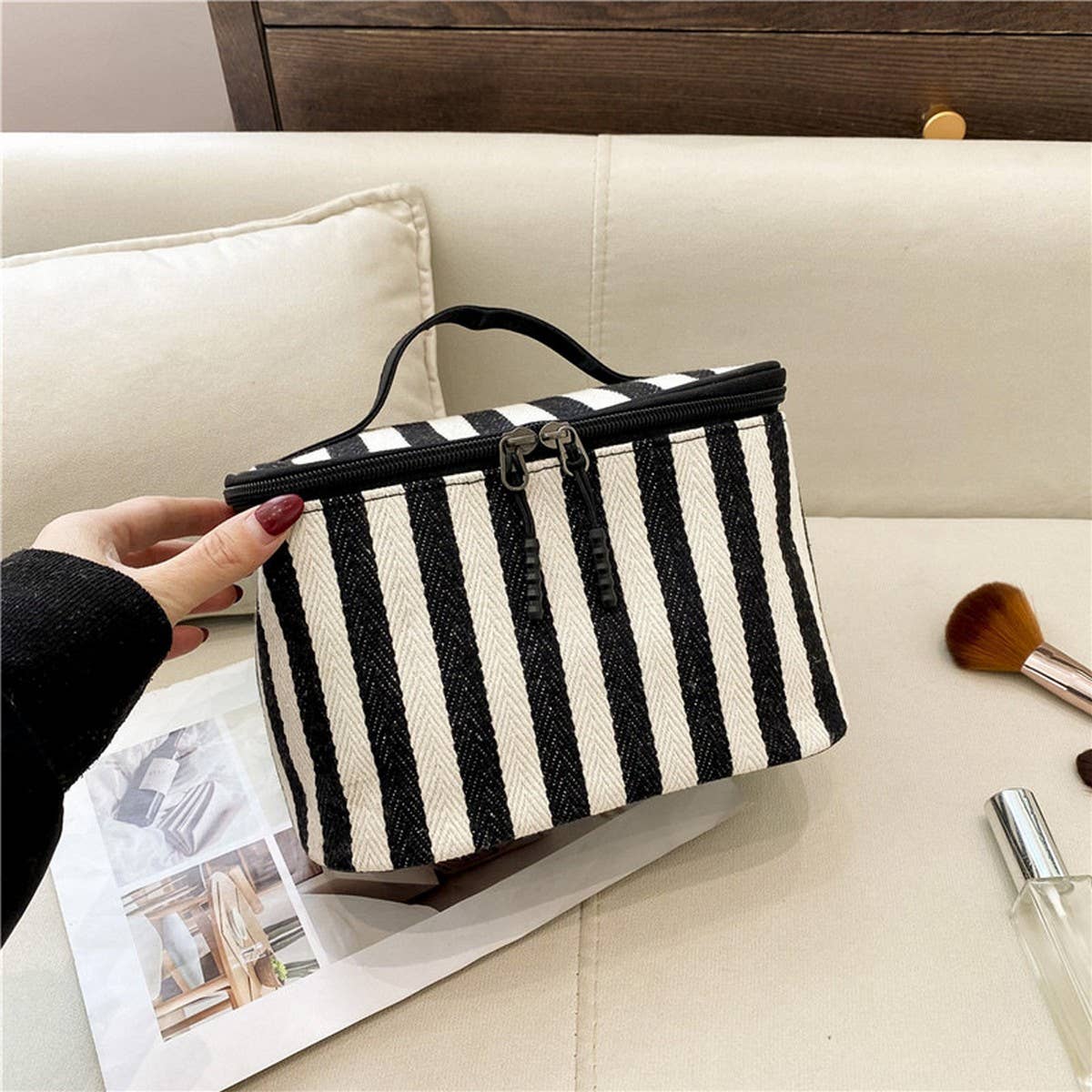 Striped Cosmetic Bag