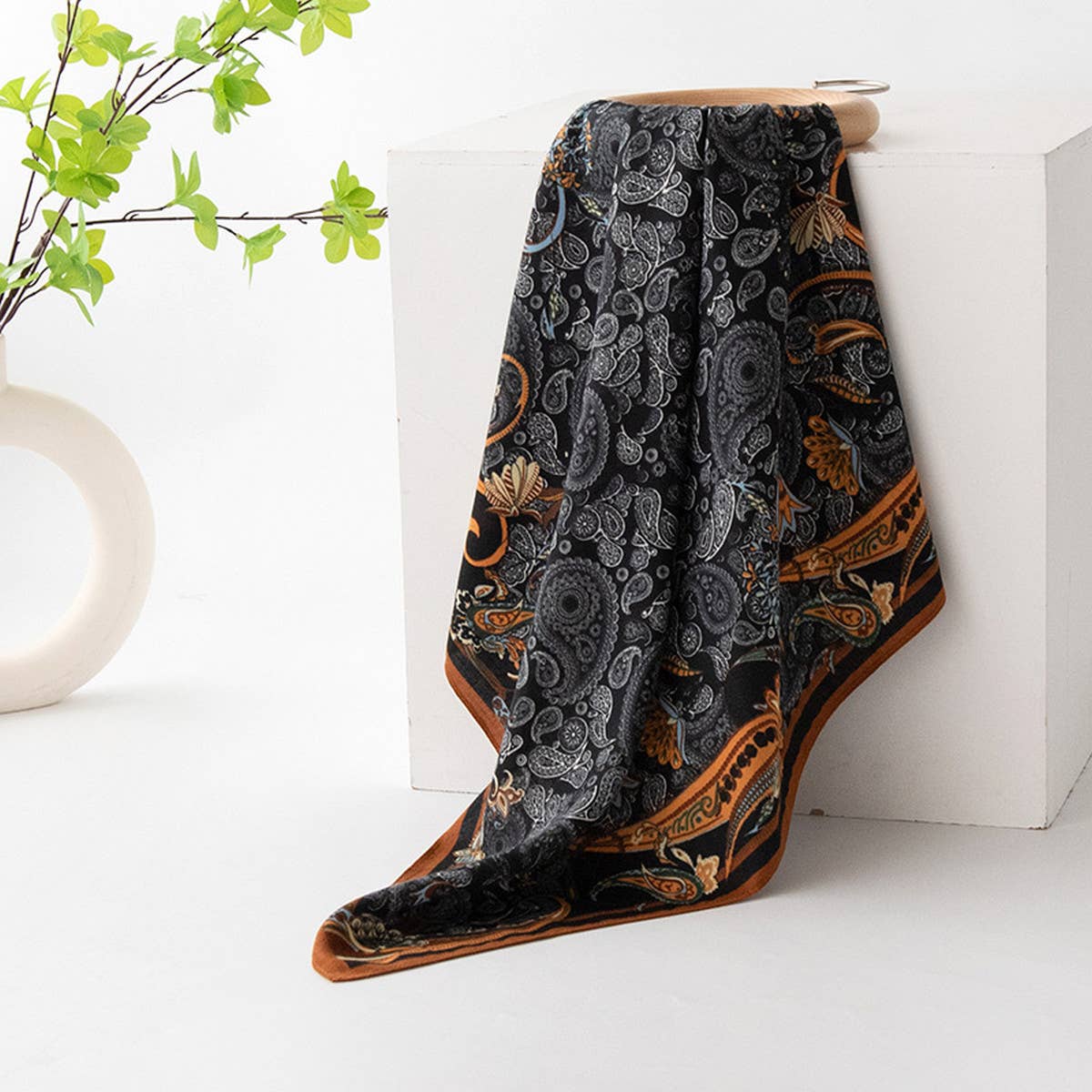 Vintage Cashew Floral Print Square Scarf