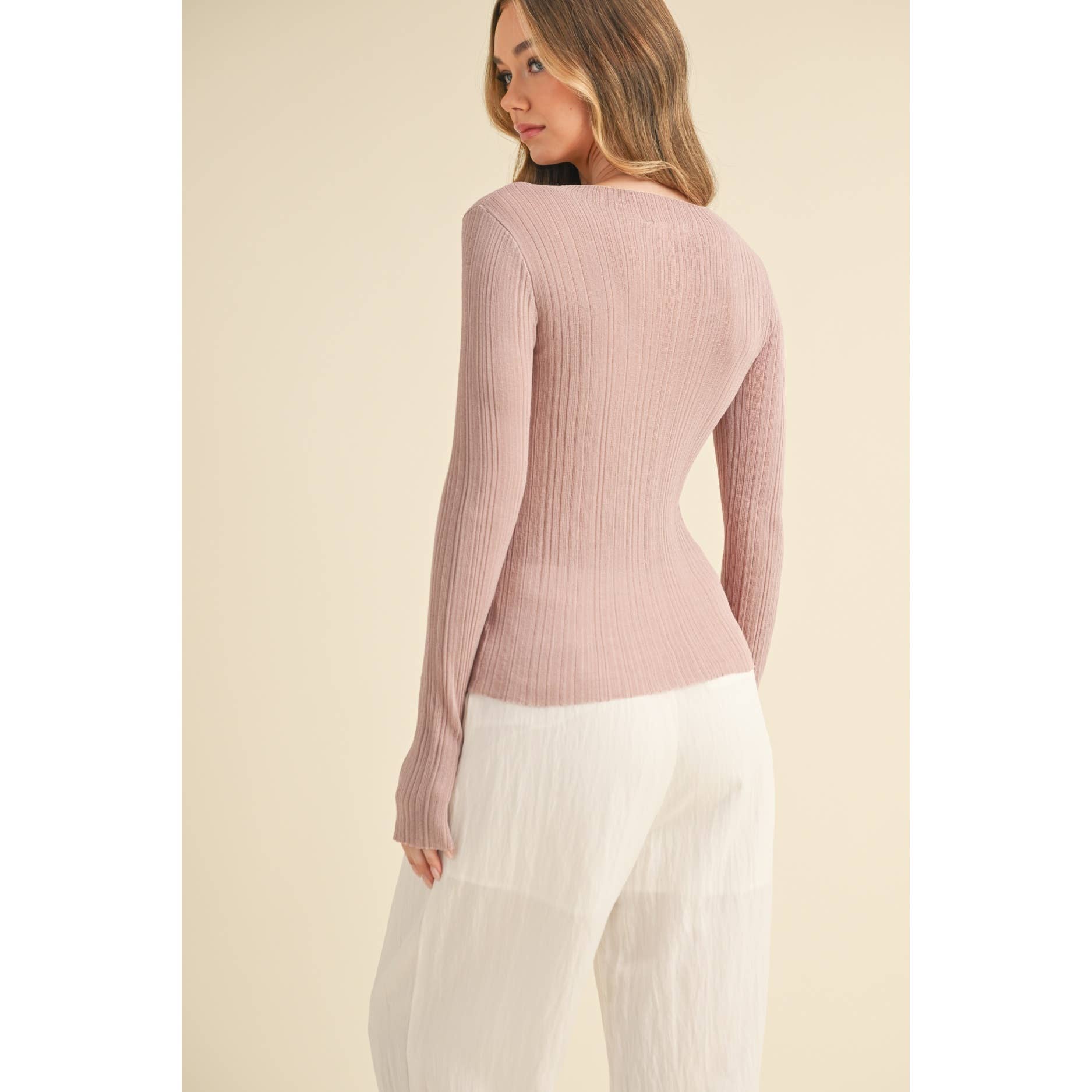 Chrishell Sheer Boat Neck Long Sleeve