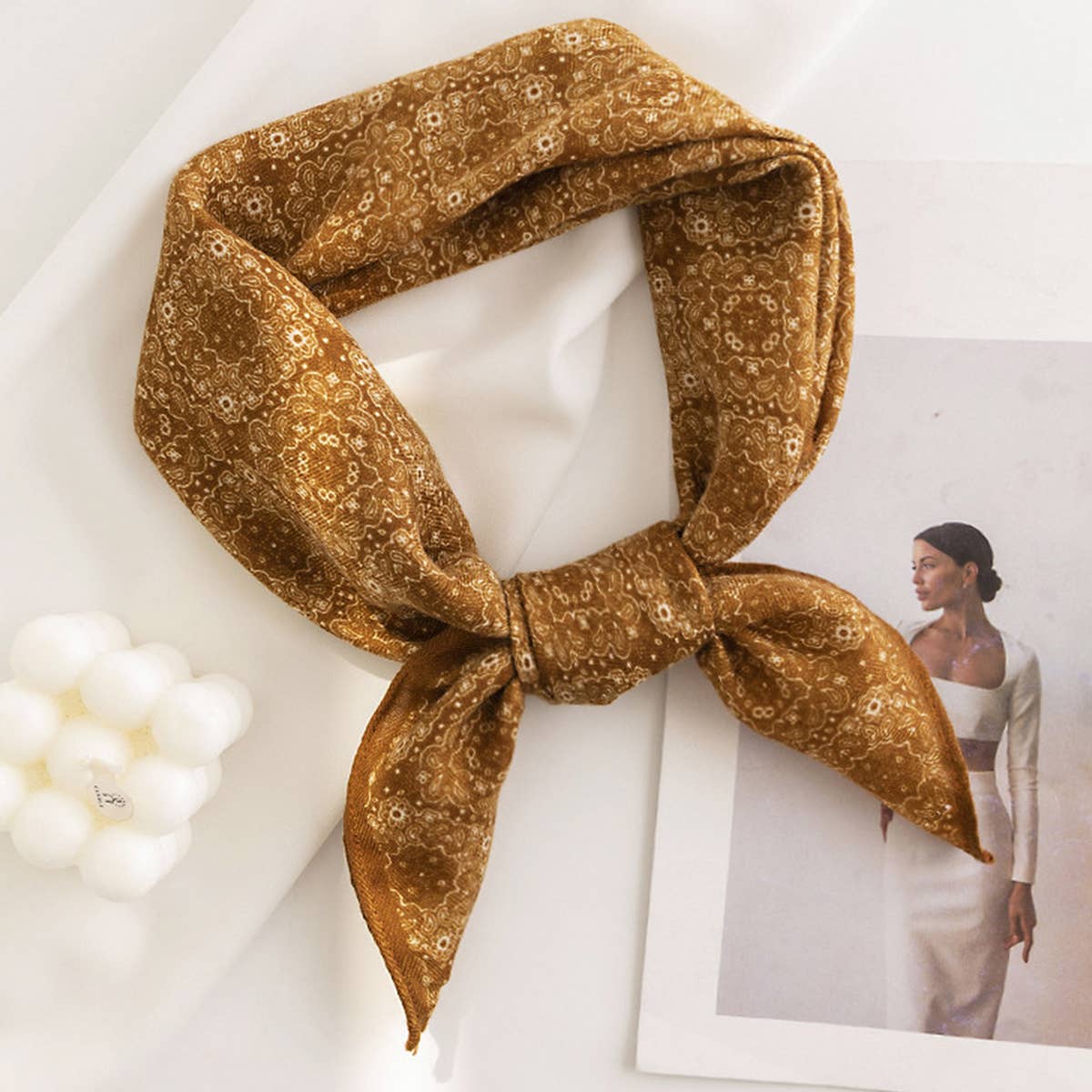 Vintage Print Twill Square Scarf