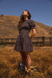 Trey Smocked Plaid Mini Dress