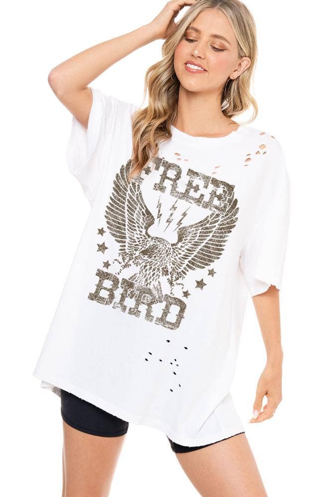 Daia Free Bird Distressed Tee FINAL SALE