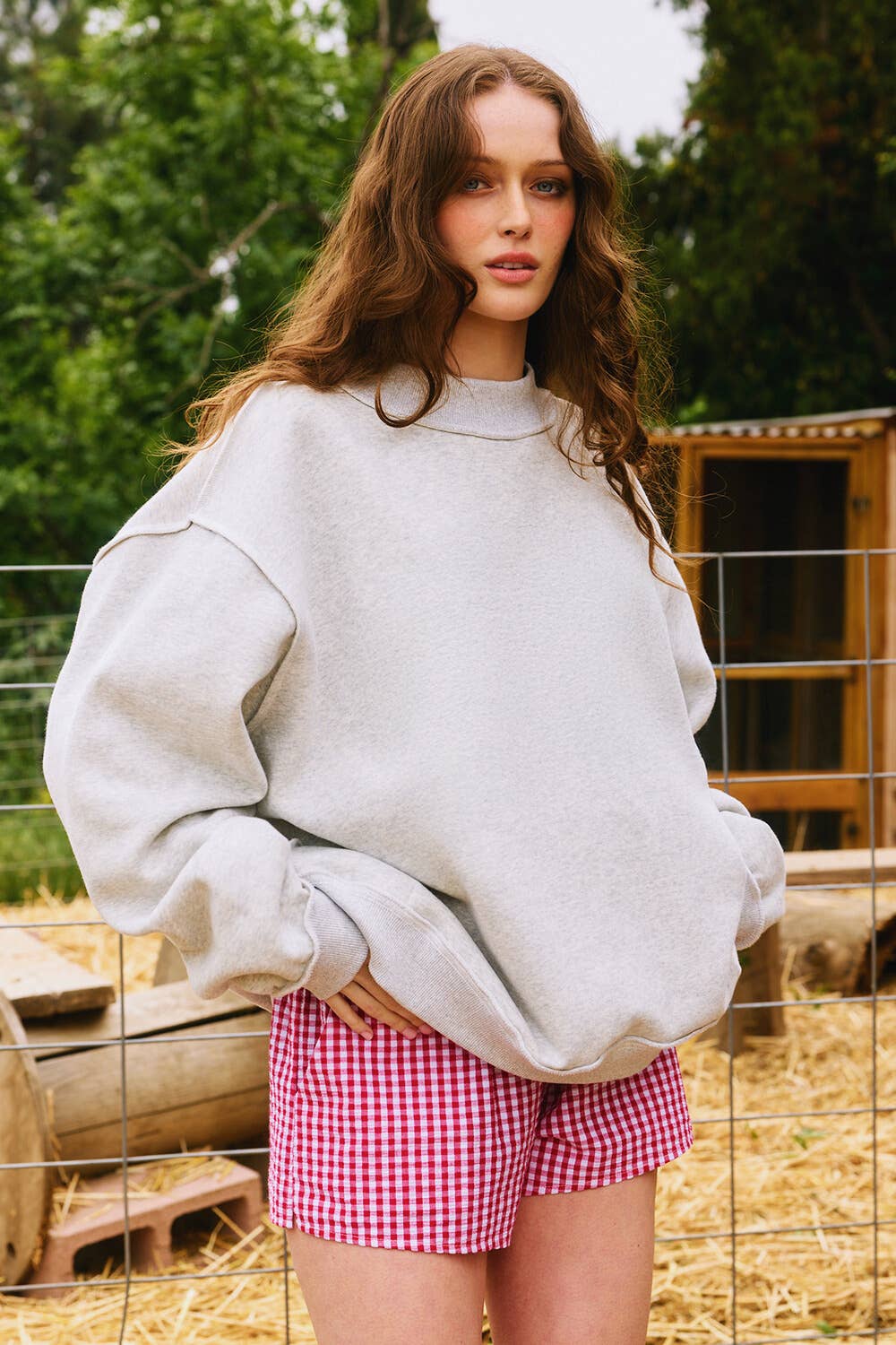 Solid Reversible Mock Neck Sweatshirt