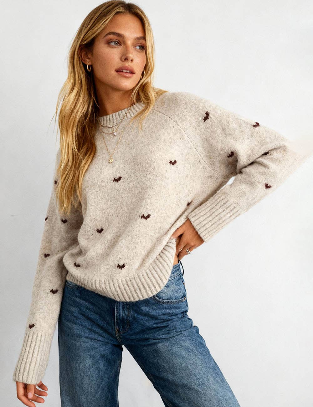 Madi Neutral Heart Sweater