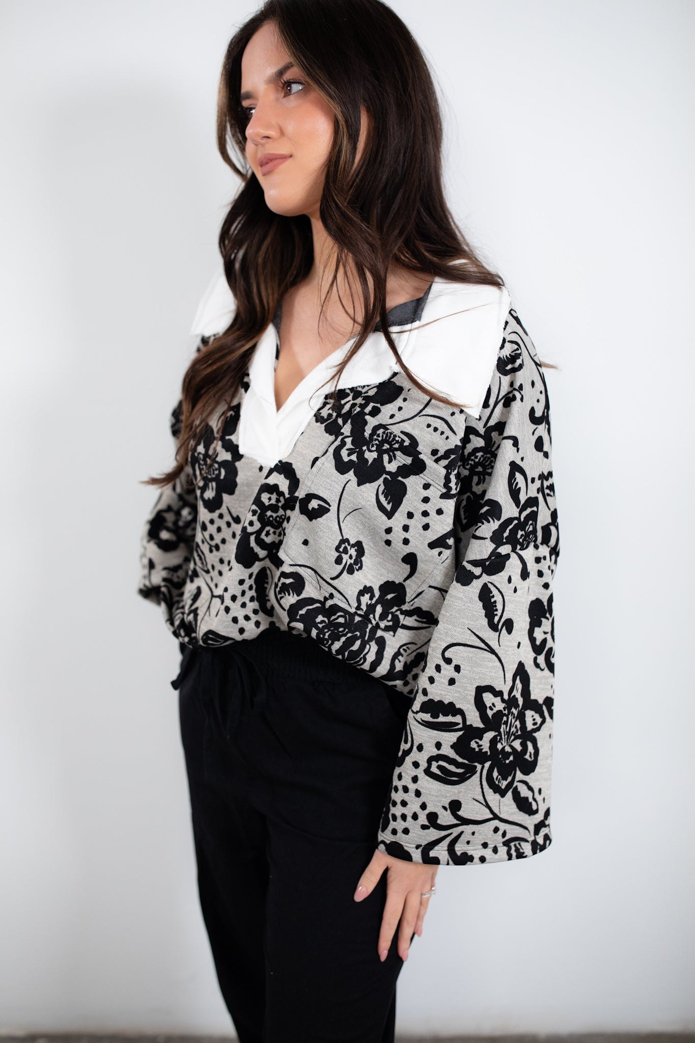 Daniela Open Collar Sweatshirt