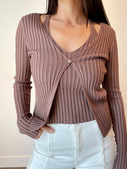 Sela Knit Cardi with Attached Tank FINAL SALE