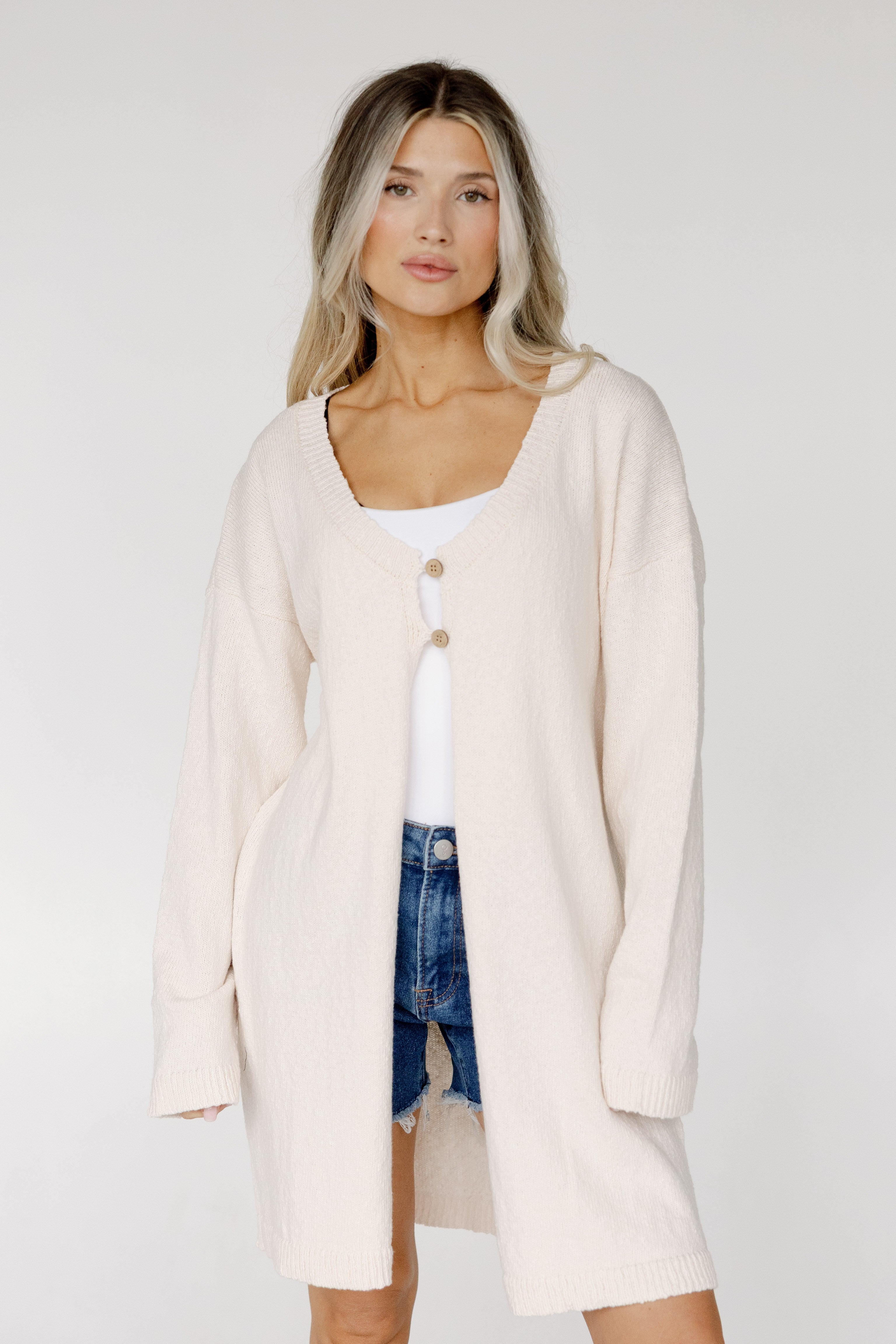 Keya Front Button Midi Cardigan