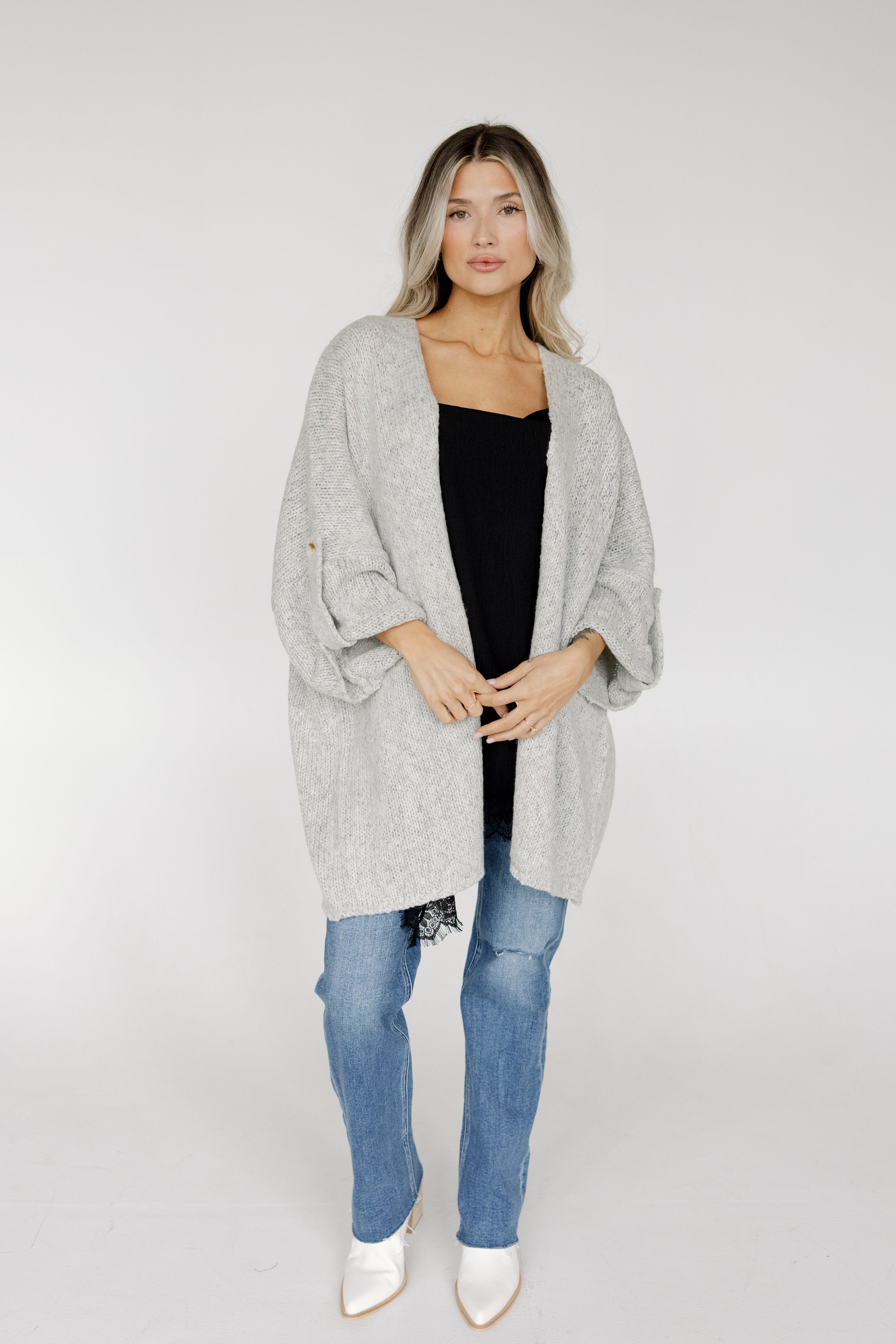 Pippa Tab Sleeve Open Cardigan