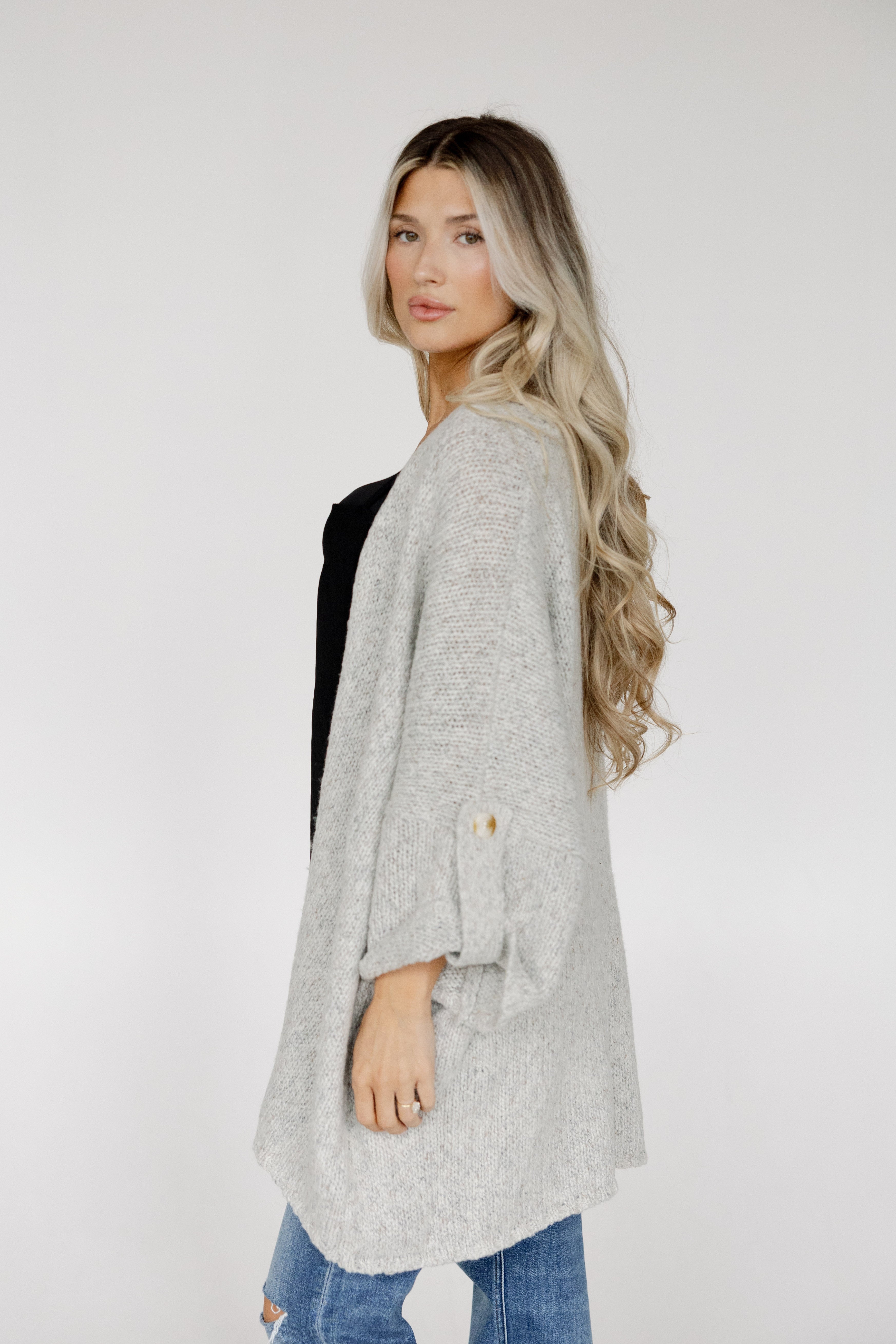 Pippa Tab Sleeve Open Cardigan