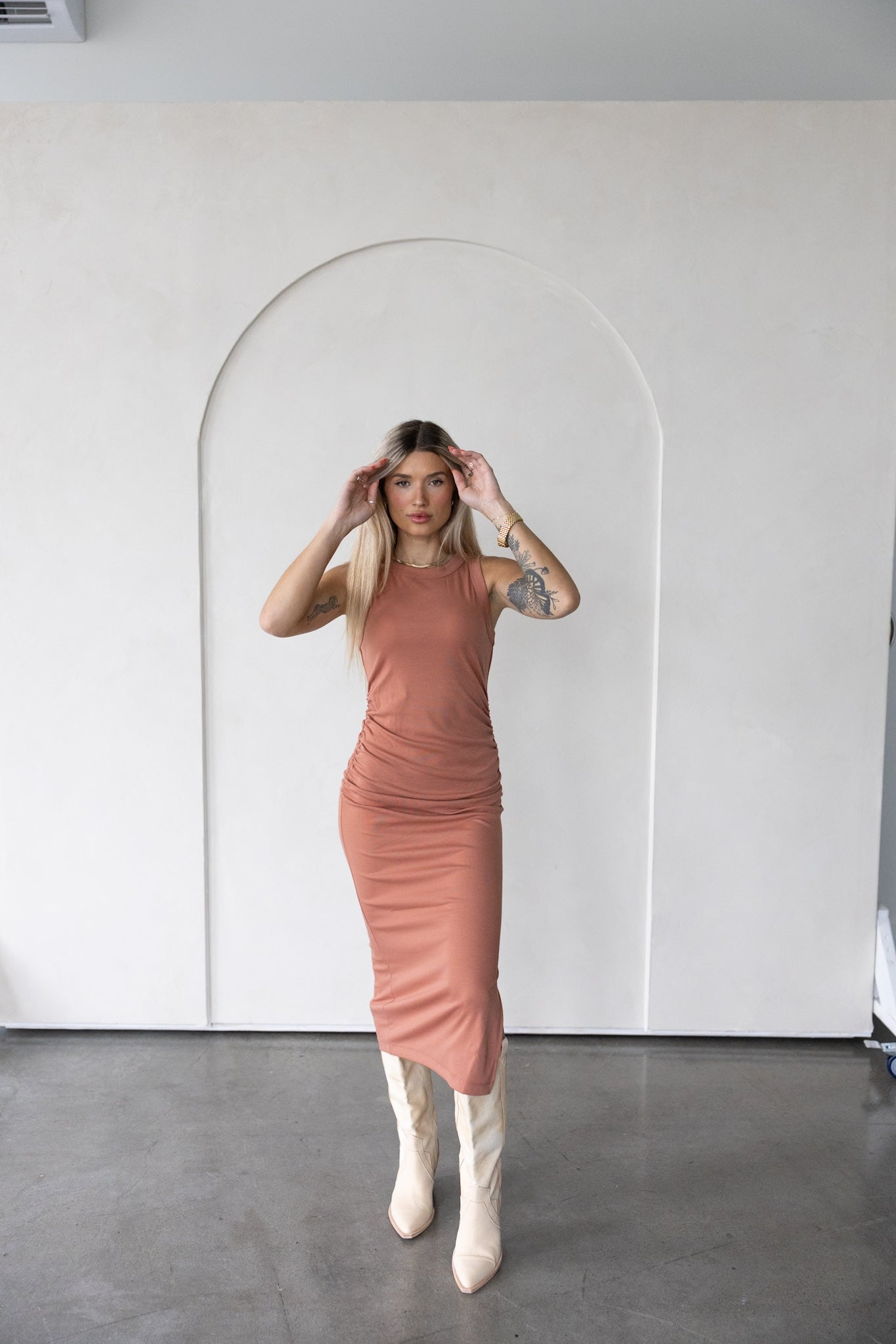 Salma Ruched Tank Midi Dress