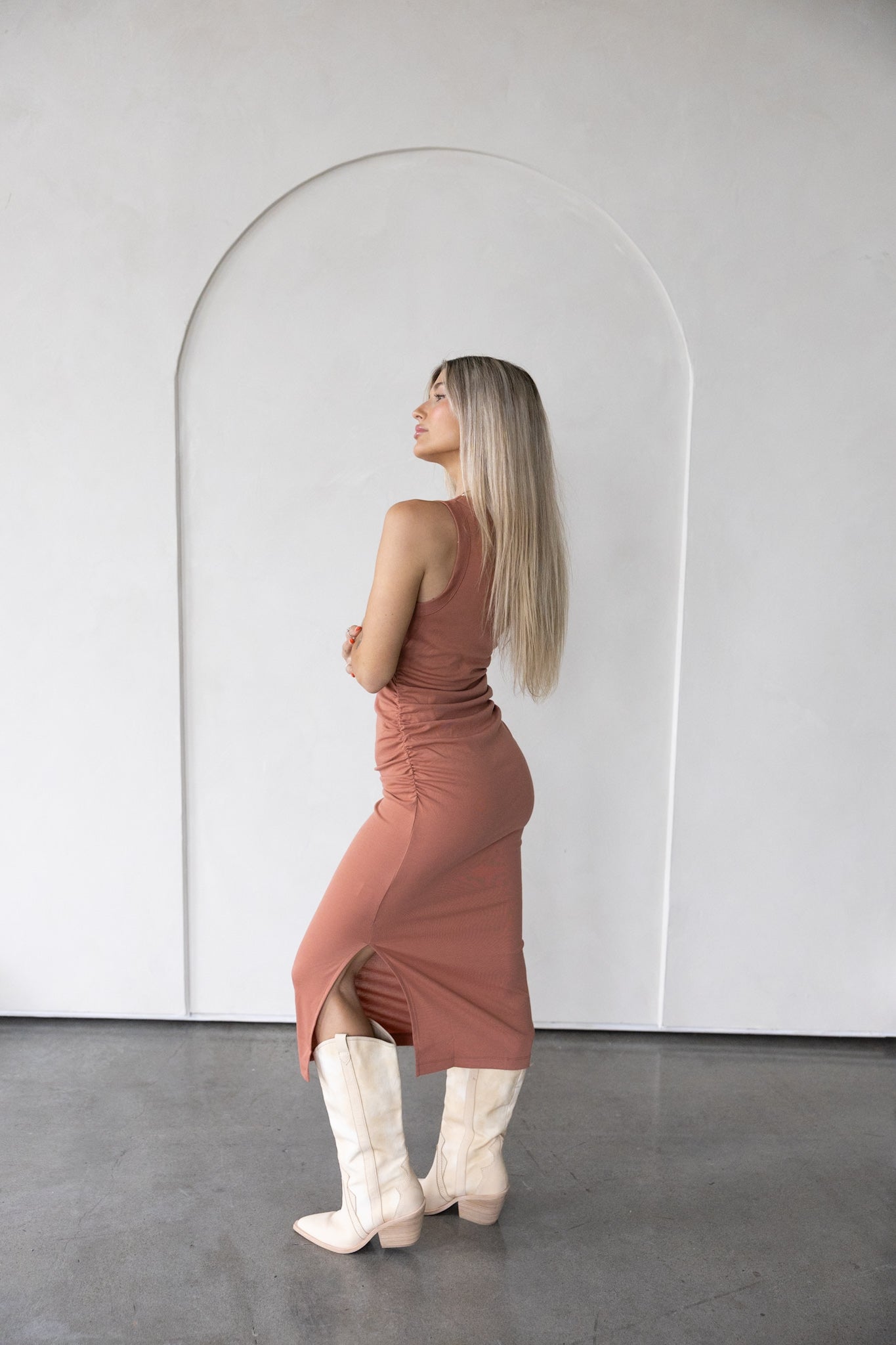 Salma Ruched Tank Midi Dress